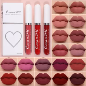 3 Pcs Matte Lipstick Lip Gloss Sets